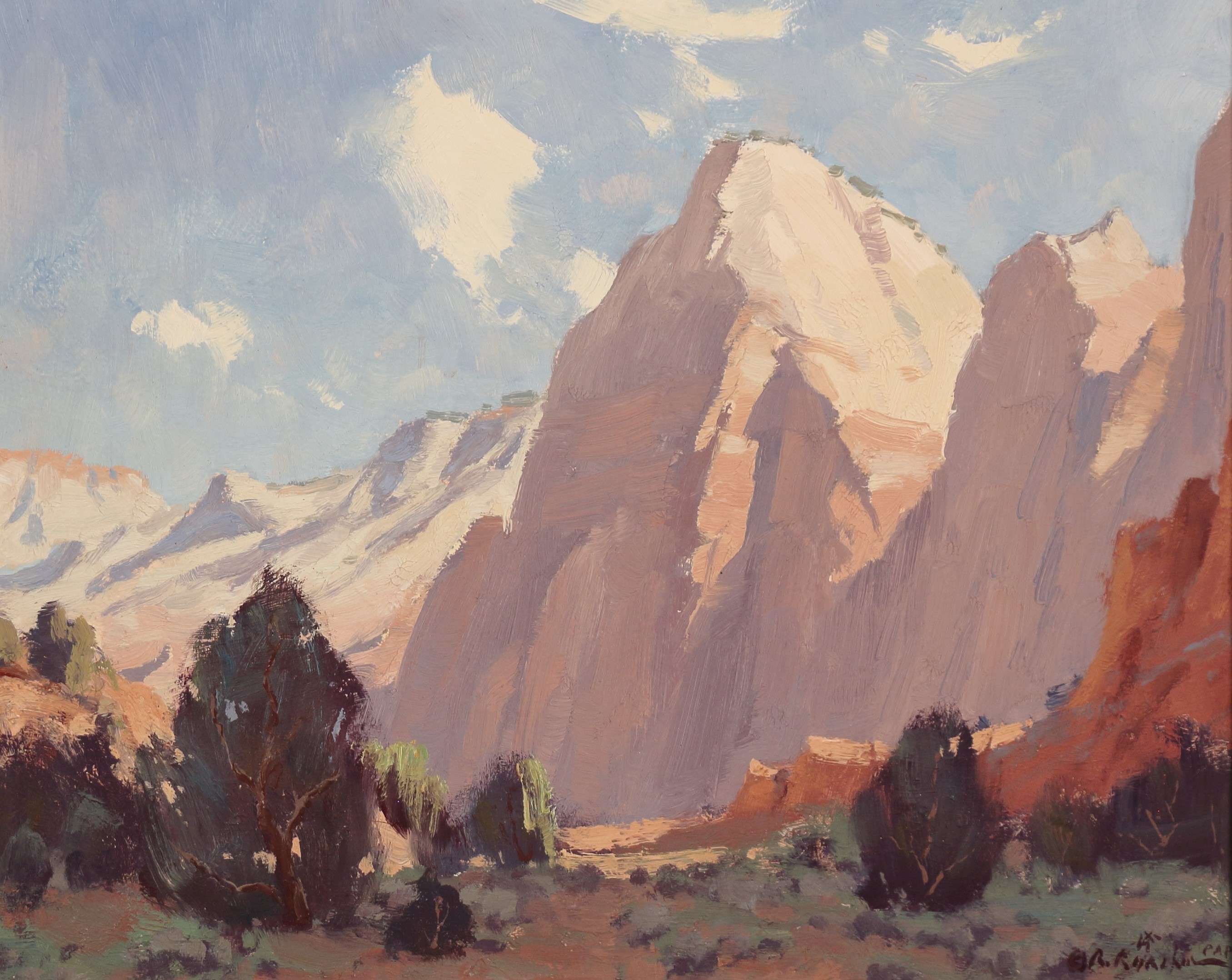 painting of a barren mountain side