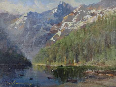 painting by Rick Delanty of Avalanche Lake