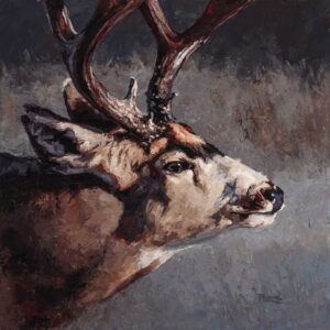 painting by Jim Bortz of a profile pf a deer buck