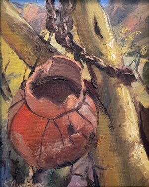 Painting by Kurt Anderson of a weathered clay pot