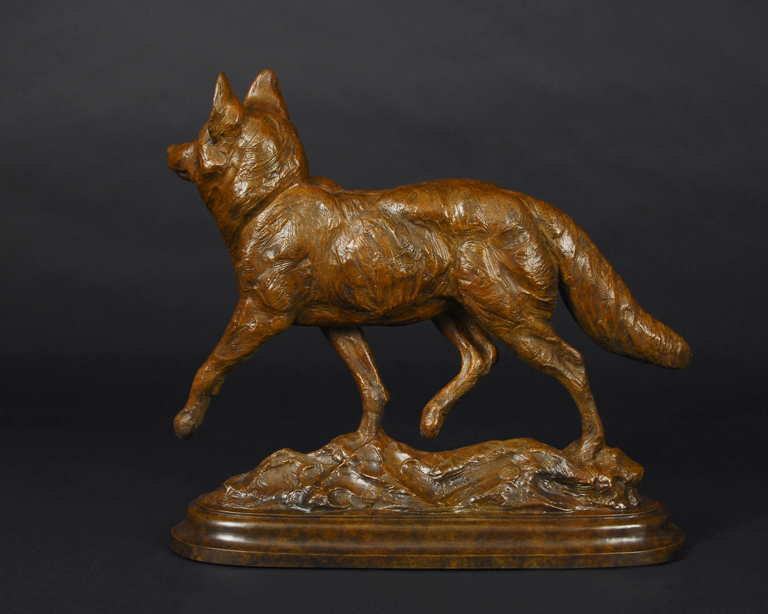 bronze sculpture of a coyote by Tim Shinabarger