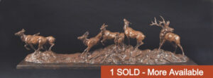bronze sculpture of a group of elk by Tim Shinabarger