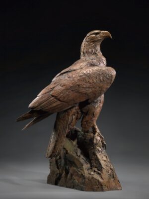 sculpture by Walther Matia of a bird of prey gazing intently
