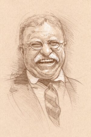 Painting by Steve Atkinson of Teddy Roosevelt - laughing