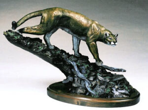 bronze sculpture by Fred Boyer of a mountain lion