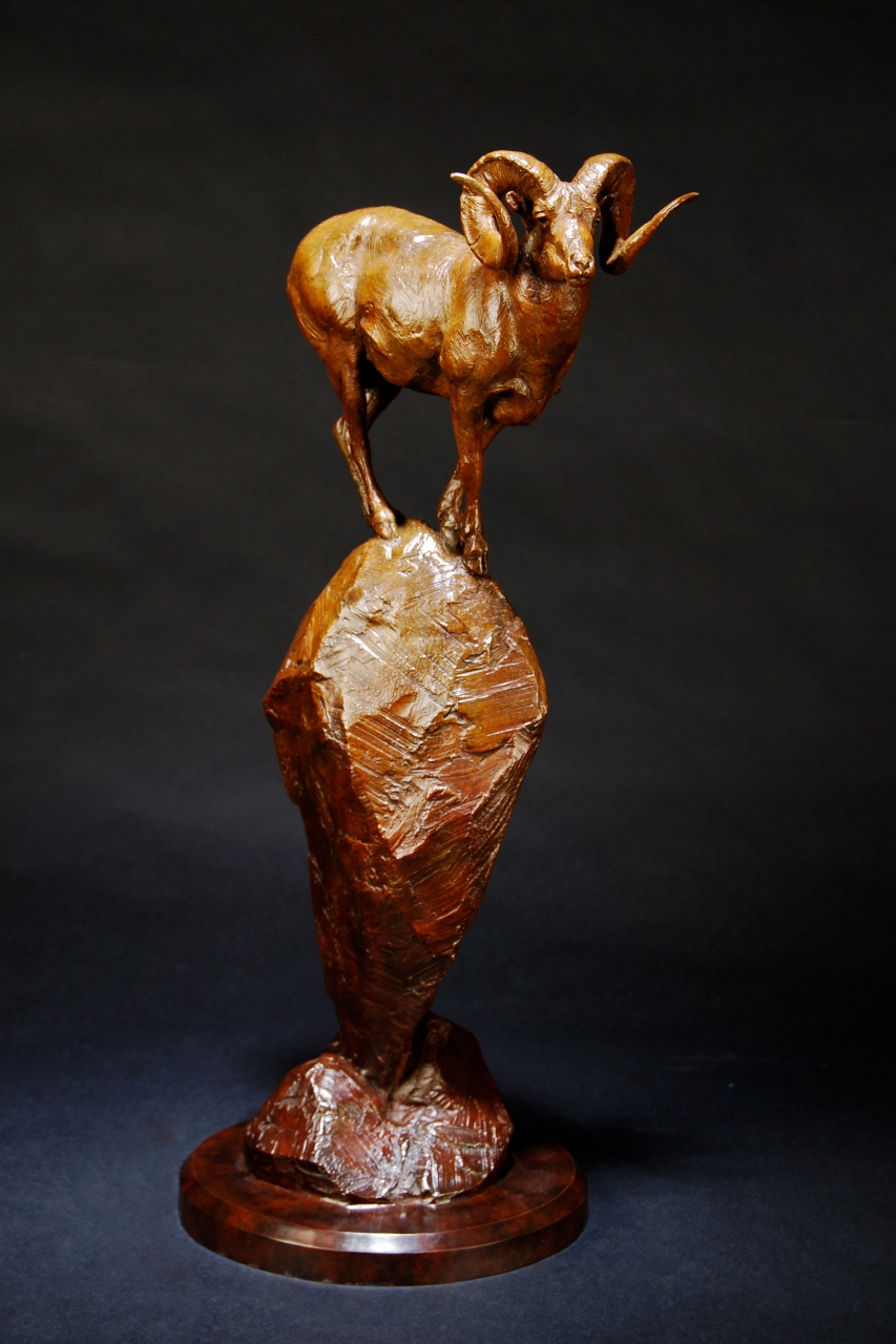 bronze sculpture of a ram by Tim Shinabarger