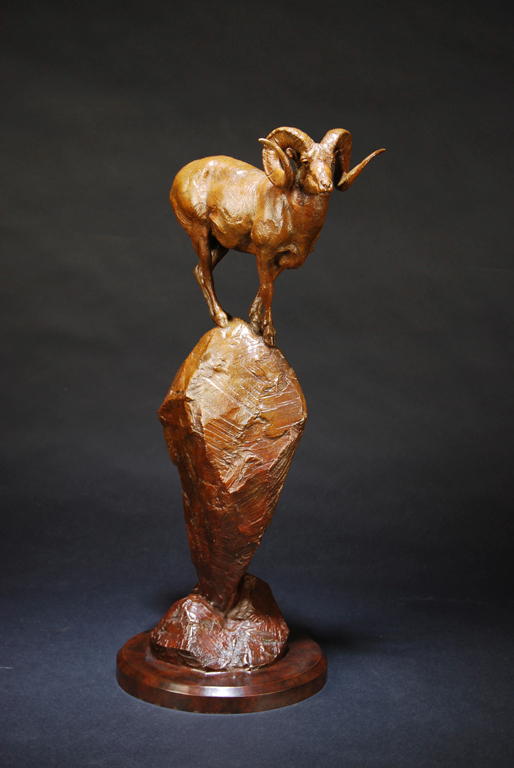 bronze sculpture of a ram by Tim Shinabarger