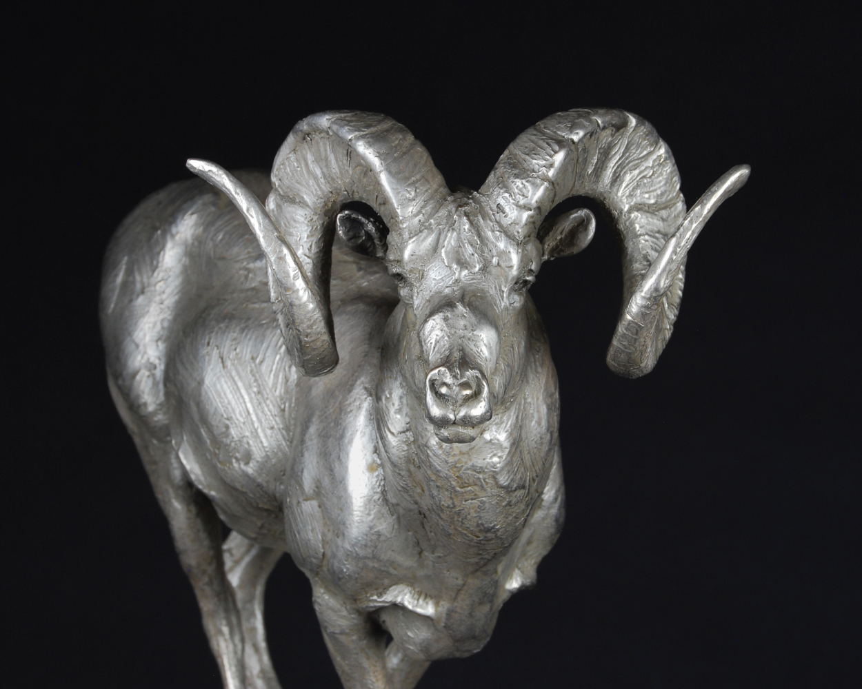 silver nitrate sculpture of a ram by Tim Shinabarger