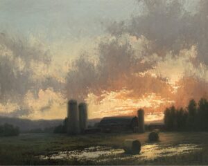 painting by Jane Hunt of the western view of a structure