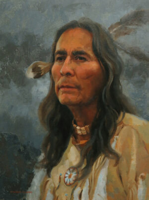 painting by Susan Temple Neumann of a native american indian man.