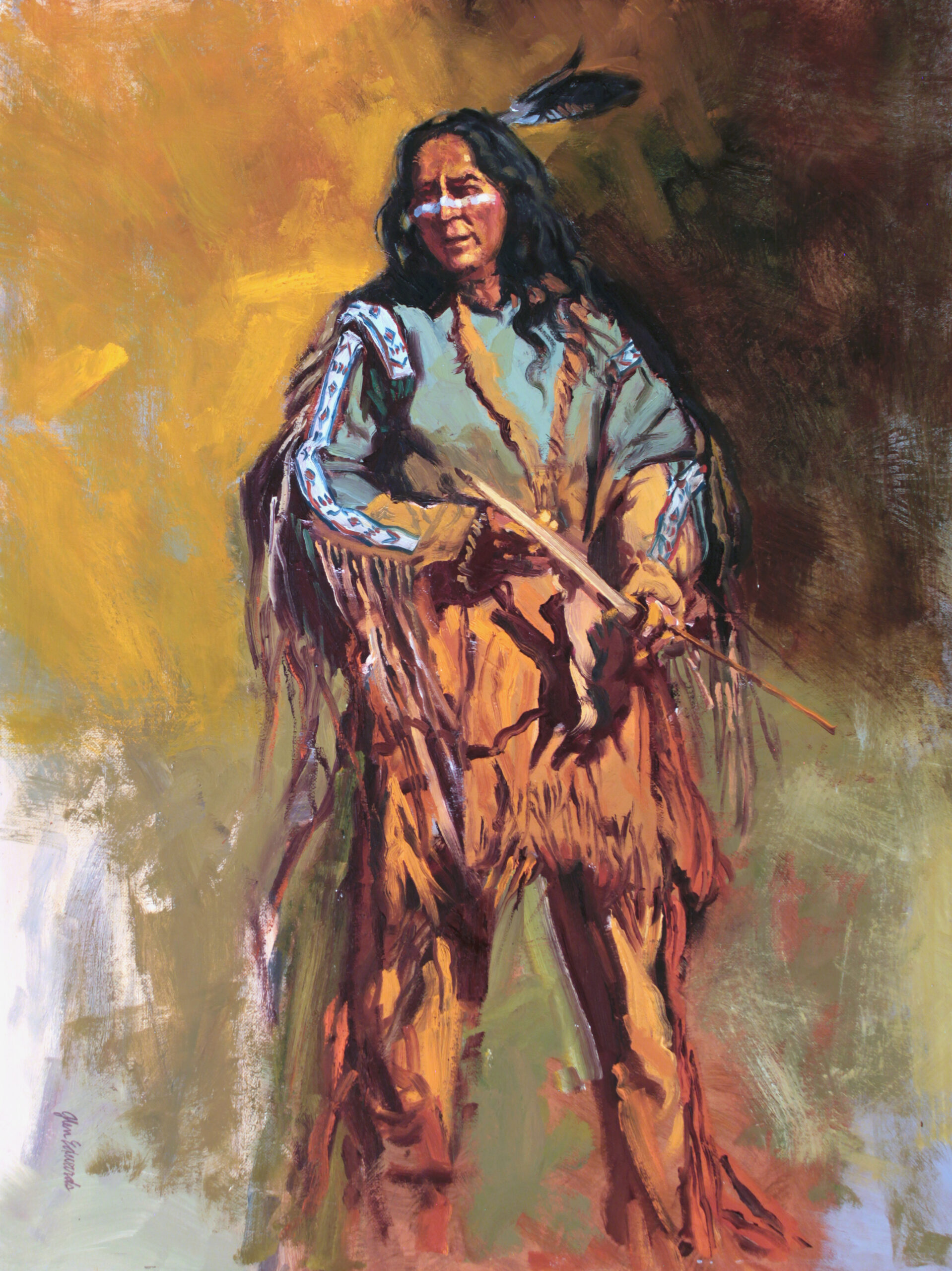painting of a native american holding a bow