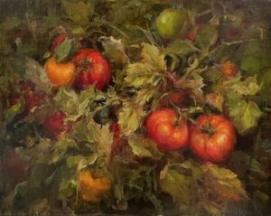 painting of tomatoes on the vine