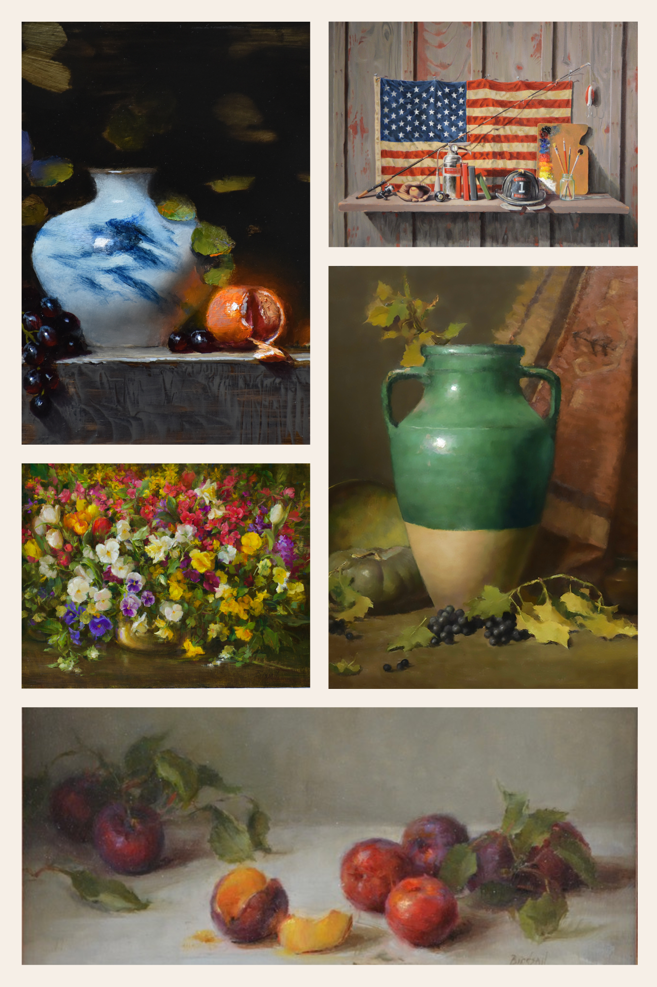 collage of various still life paintings available at Illume Gallery West