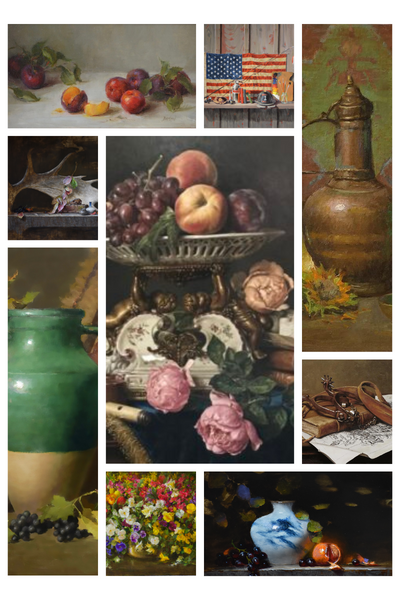 collage of various still life paintings available at Illume Gallery West