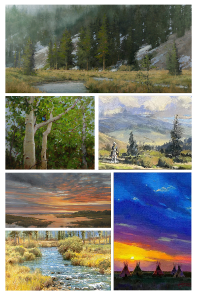 collage of landscape paintings