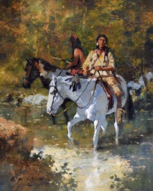 native american woman on a horse