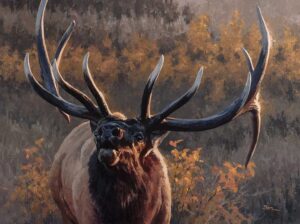 painting of bugling elk