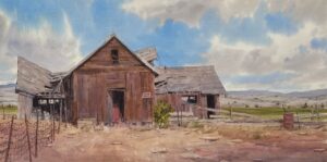 painting of a rustic barn