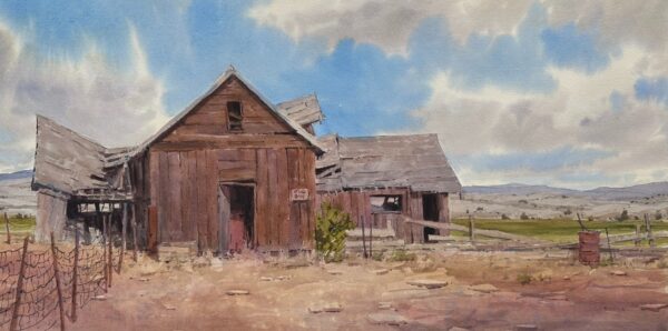 painting of a rustic barn