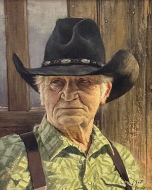 painting of a weathered coyboy