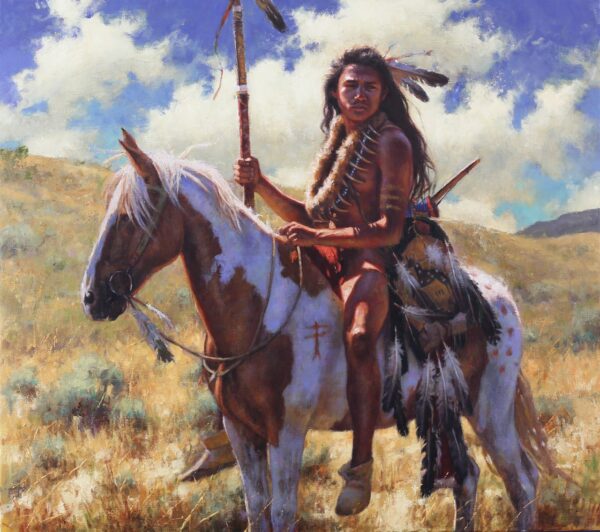 painting of a native american indian on a horse