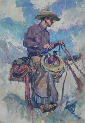 painting of a rider on horseback