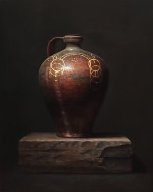 brown vase on a dark background