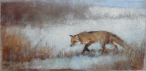 painting of a fox walking gently