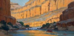 painting by Richard Boyer of a river running through a canyon