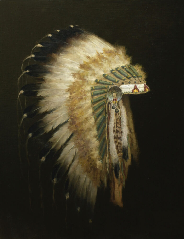 painting by Elizabeth Robbins of an Indian Head dress