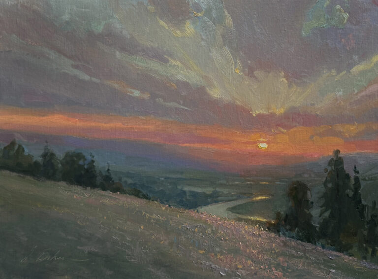 image of a painting by Susie Baker of beautiful sky