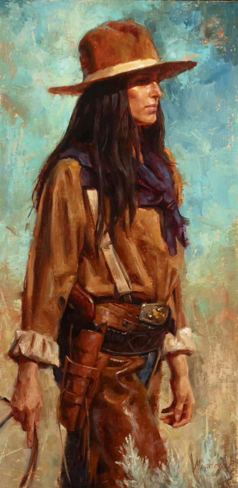 painting of a beautiful woman on a walk