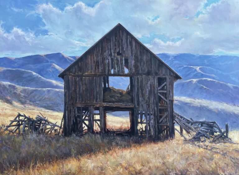 painting of a rustic barn