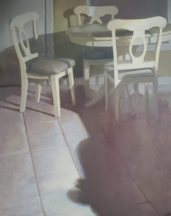 painting of a table and chairs