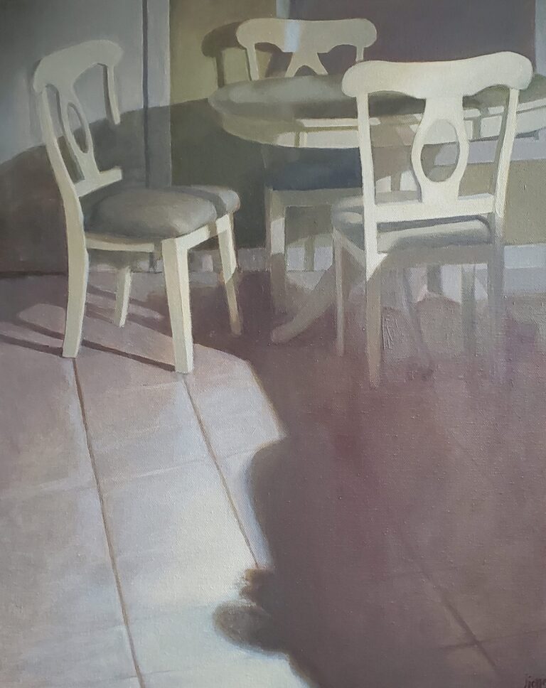 painting of a table and chairs