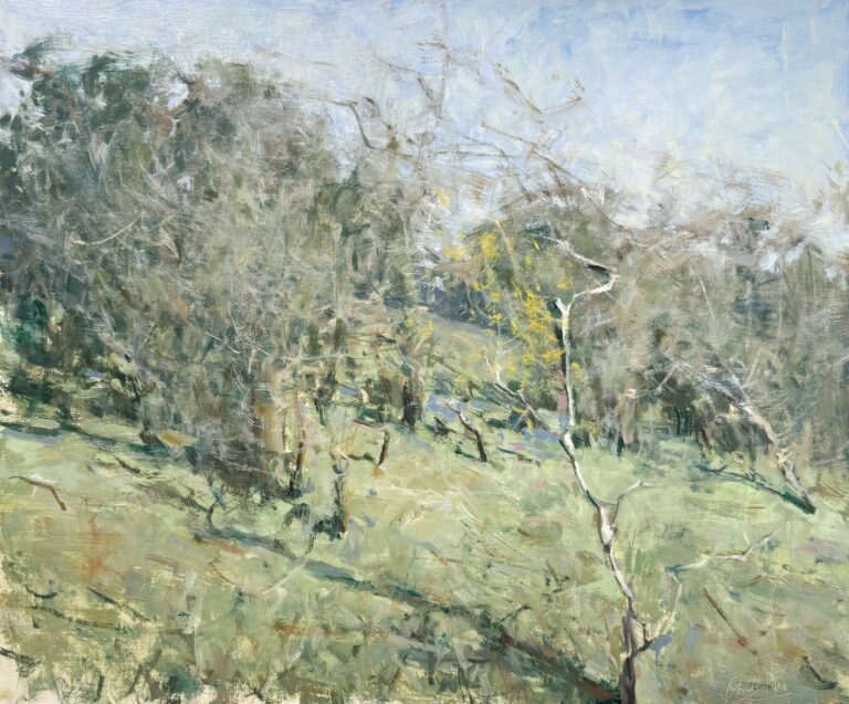 painting of a sage green desert scene