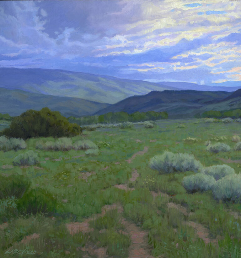 landscape painting of a distant storm