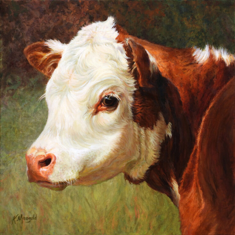 painting of a calf face and neck with sunlight