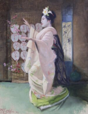painting of a geisha in training