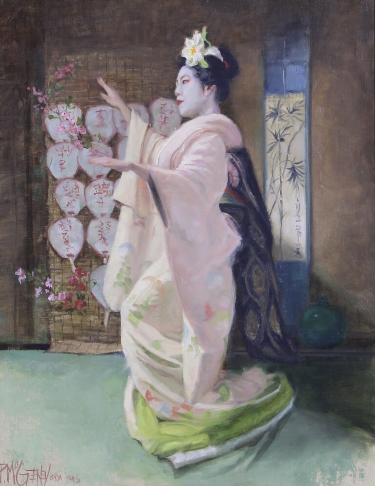 painting of a geisha in training