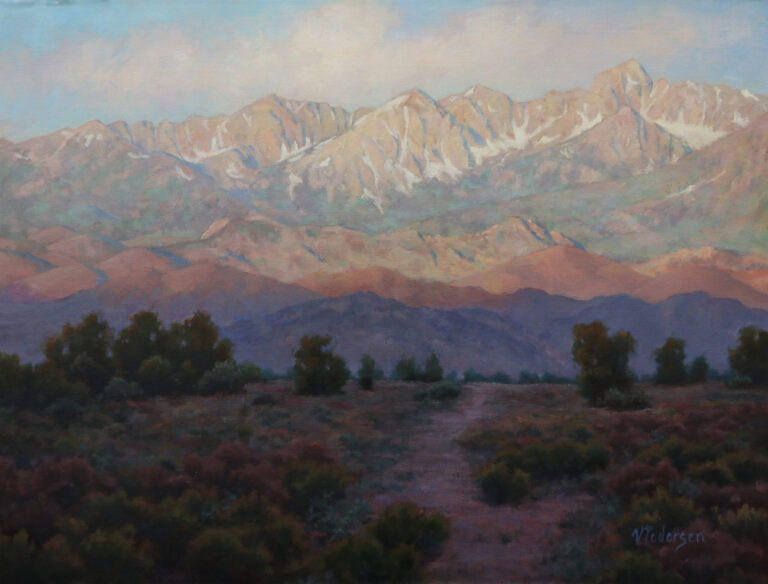 painting o fa sunrise over the sierra mountins
