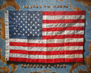 painting of a new, creased ameriican flag