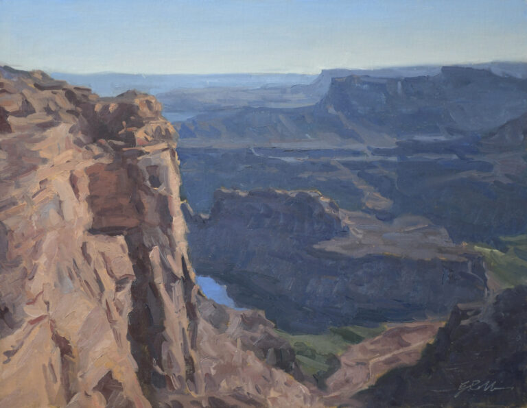 painting by elizabeth robbins of a vast canyon
