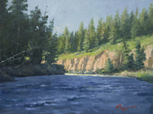 painting by richard boyer of the blackfoot river