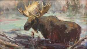 painting by julie roger sof a bull moose