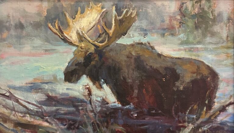 painting by julie roger sof a bull moose