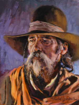 painting by david yorke of a wizened western layman