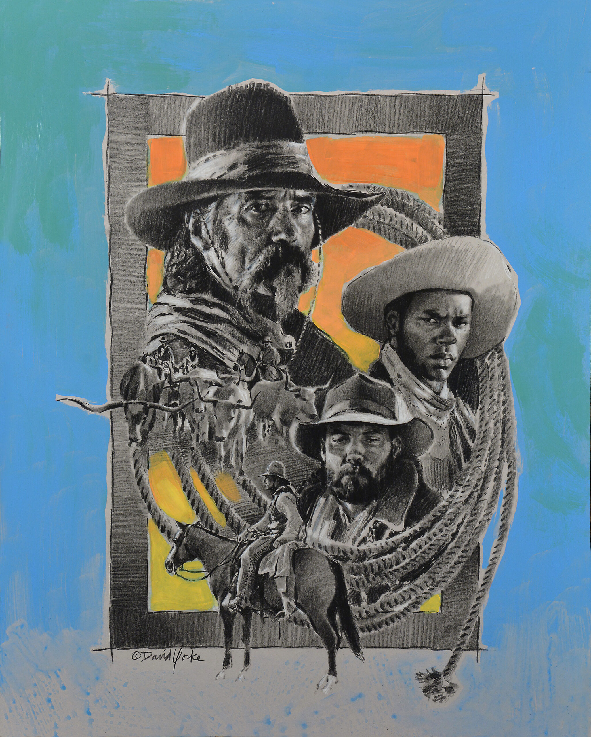 painting by david yorke of two rustlers