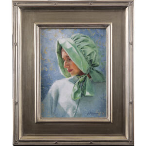 painting by Krystii Melaine of a lady wearing a bonnett