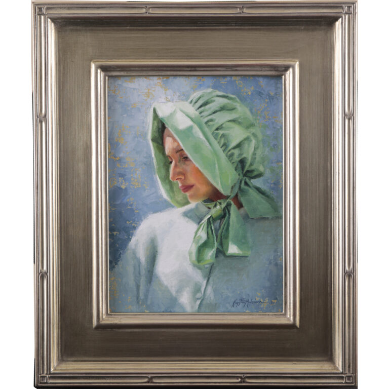 painting by Krystii Melaine of a lady wearing a bonnett